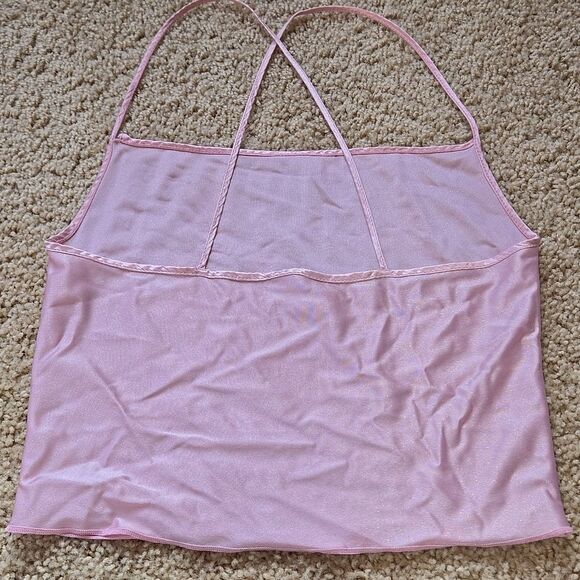 Pink Backless Crop Camisole Top one size as is silky pj feminine lingerie tank - Picture 7 of 12